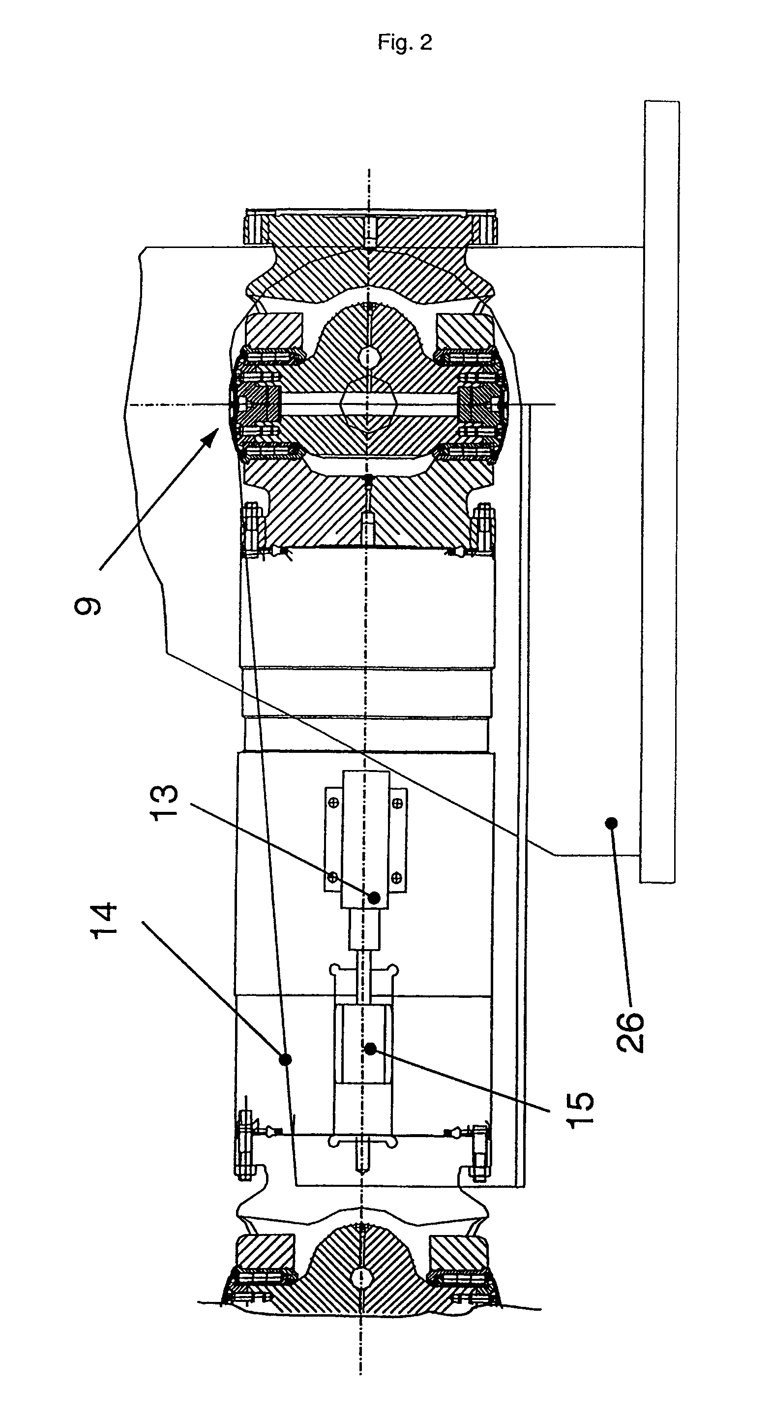Roll stand provided with a displacement device