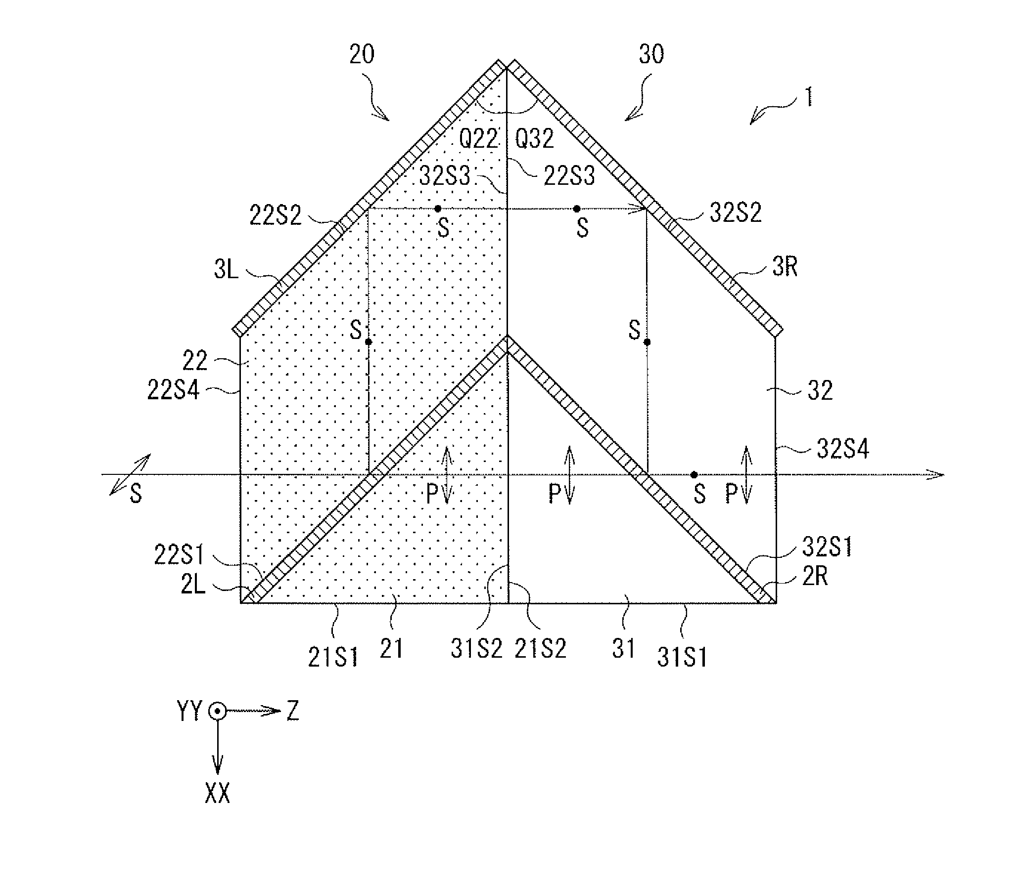 Polarization splitting multiplexing device, optical system, and display unit