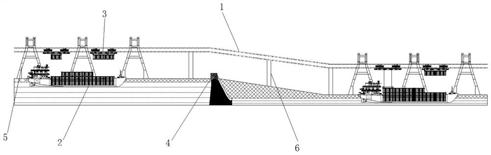 Air rail dam crossing transportation system and method