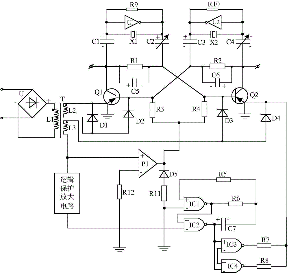 Novel power supply for logic protection amplification type power system fault detection device
