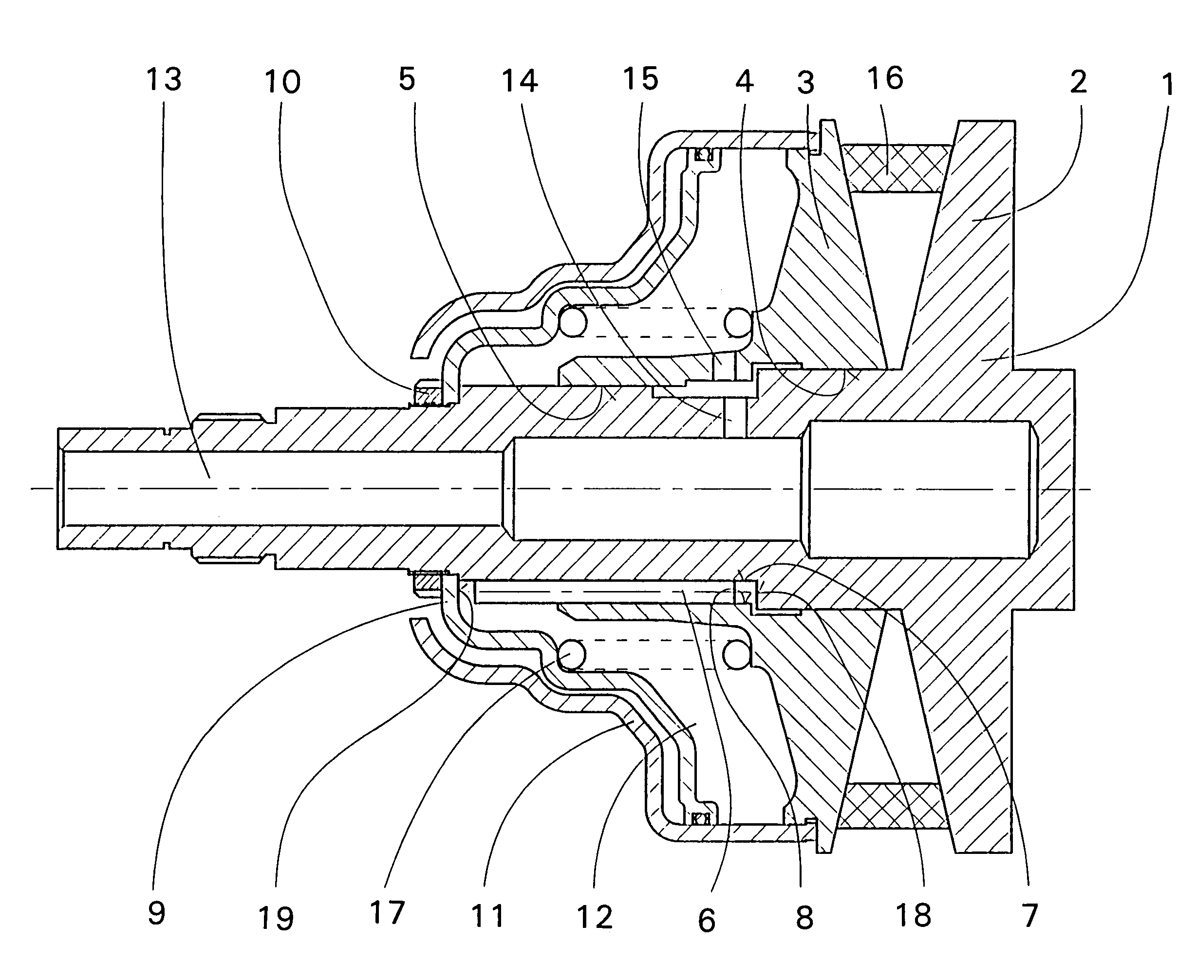 Device for guiding a moveable conical pulley disc of a CVT variator