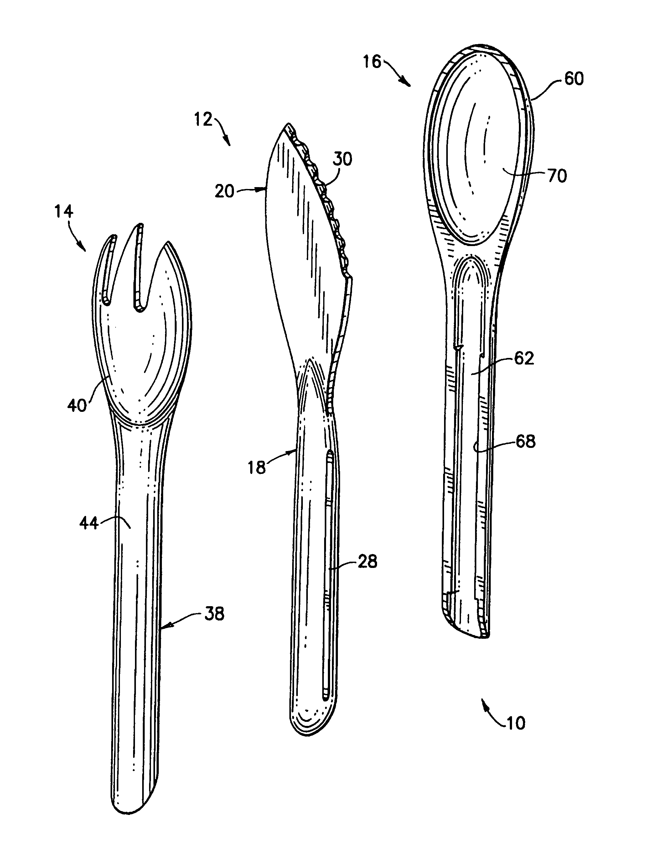 Snap-together eating utensil assembly
