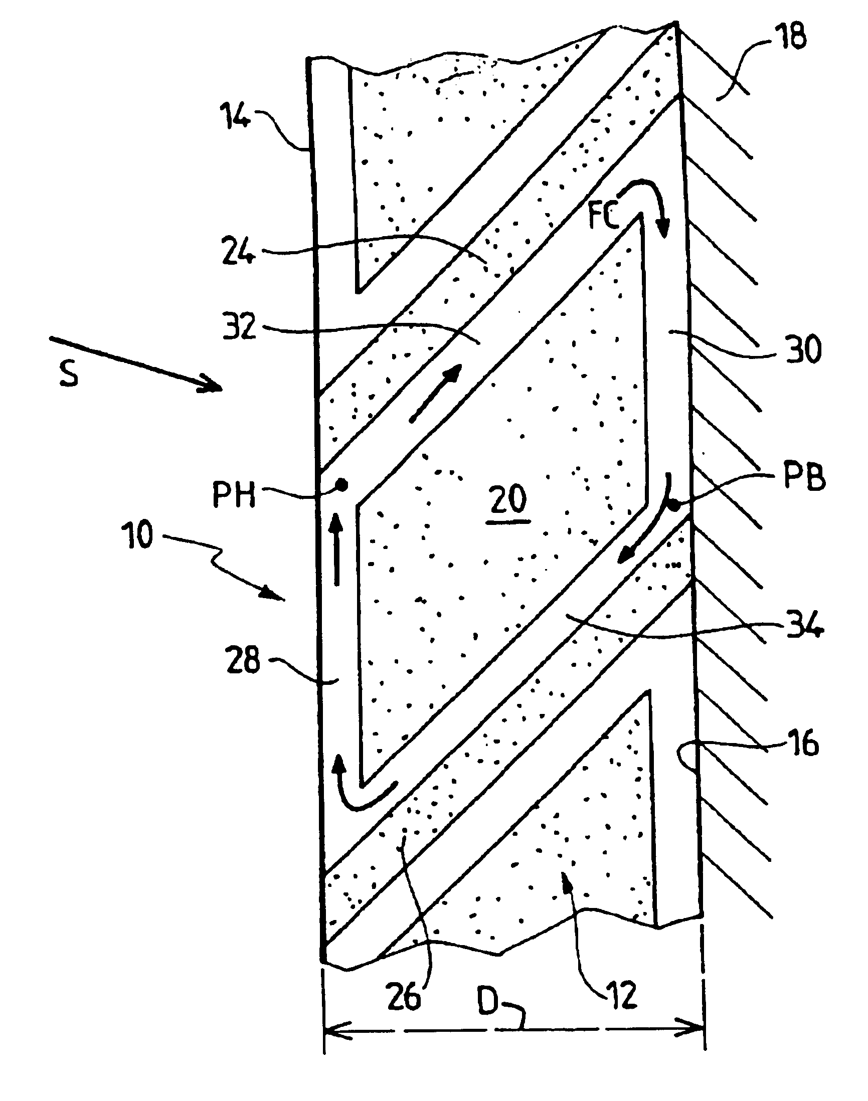 Device for heat transfer between two walls