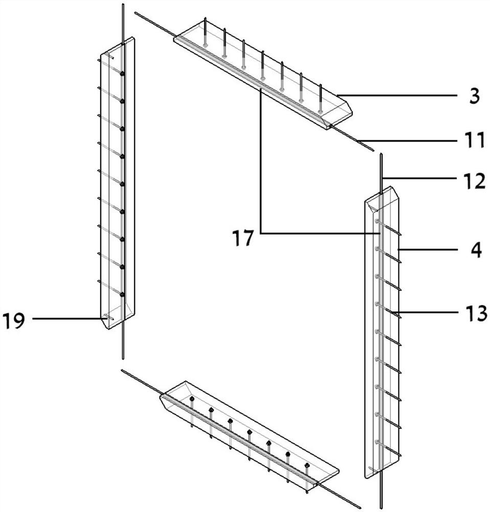 The structure of the embedded prestressed prefabricated frame to reinforce the original frame