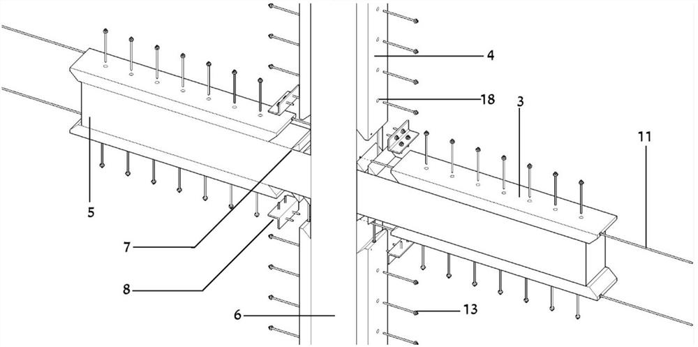 The structure of the embedded prestressed prefabricated frame to reinforce the original frame