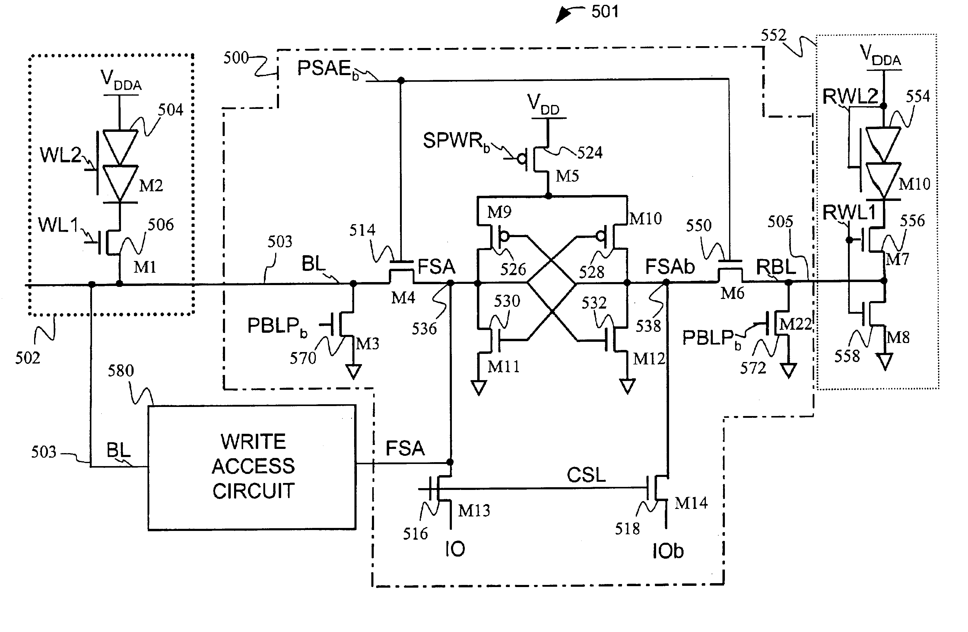 Circuit and method for implementing a write operation with TCCT-based memory cells