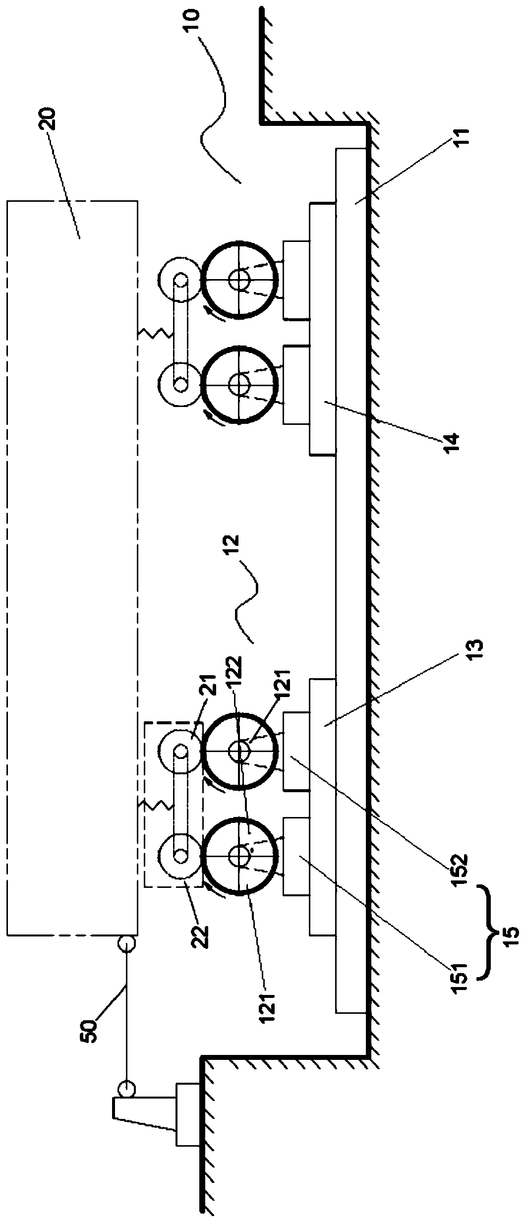 Test bench for detecting vehicle braking distance and method for determining braking distance