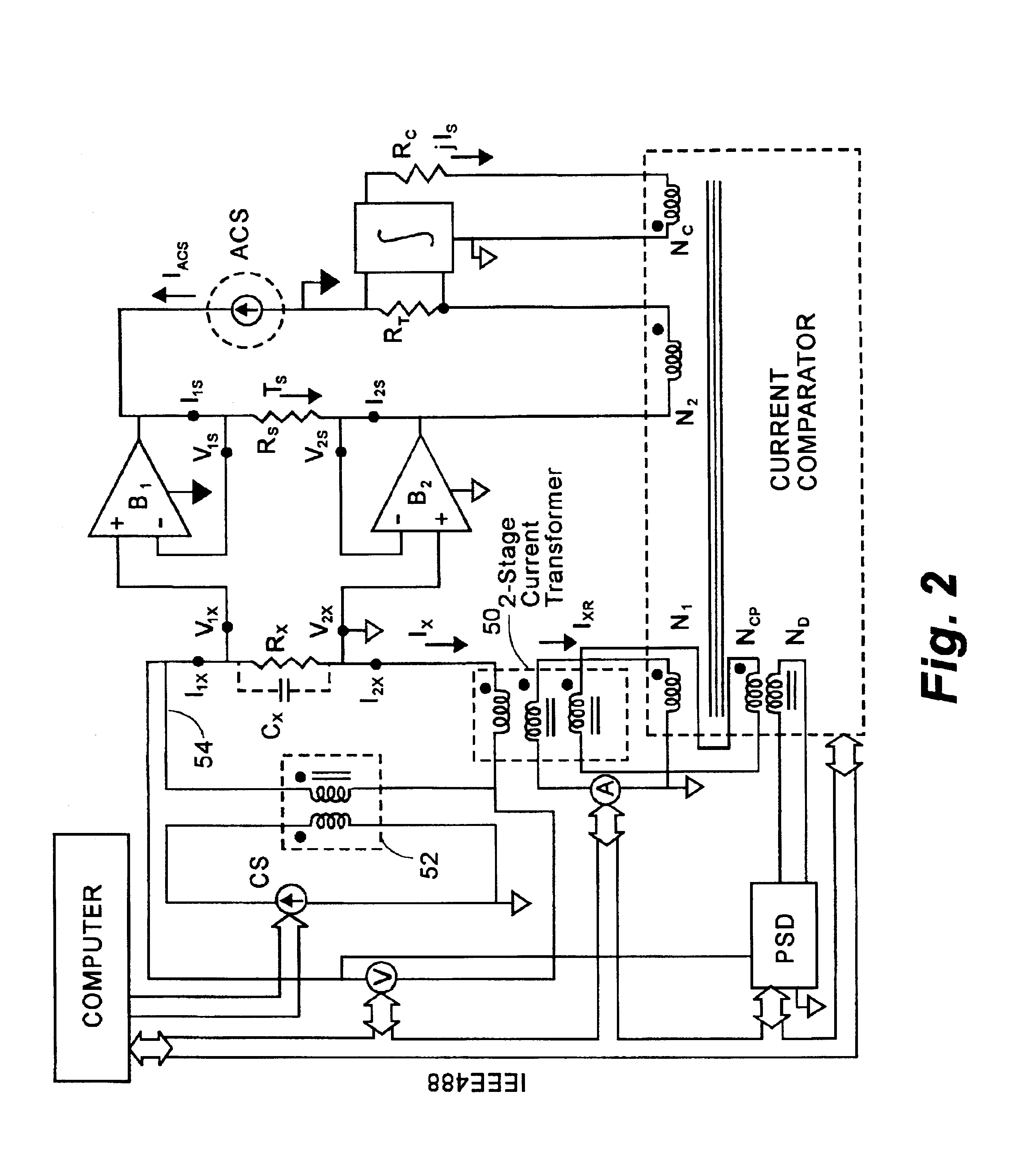 Current-comparator-based four-terminal resistance bridge for power frequencies