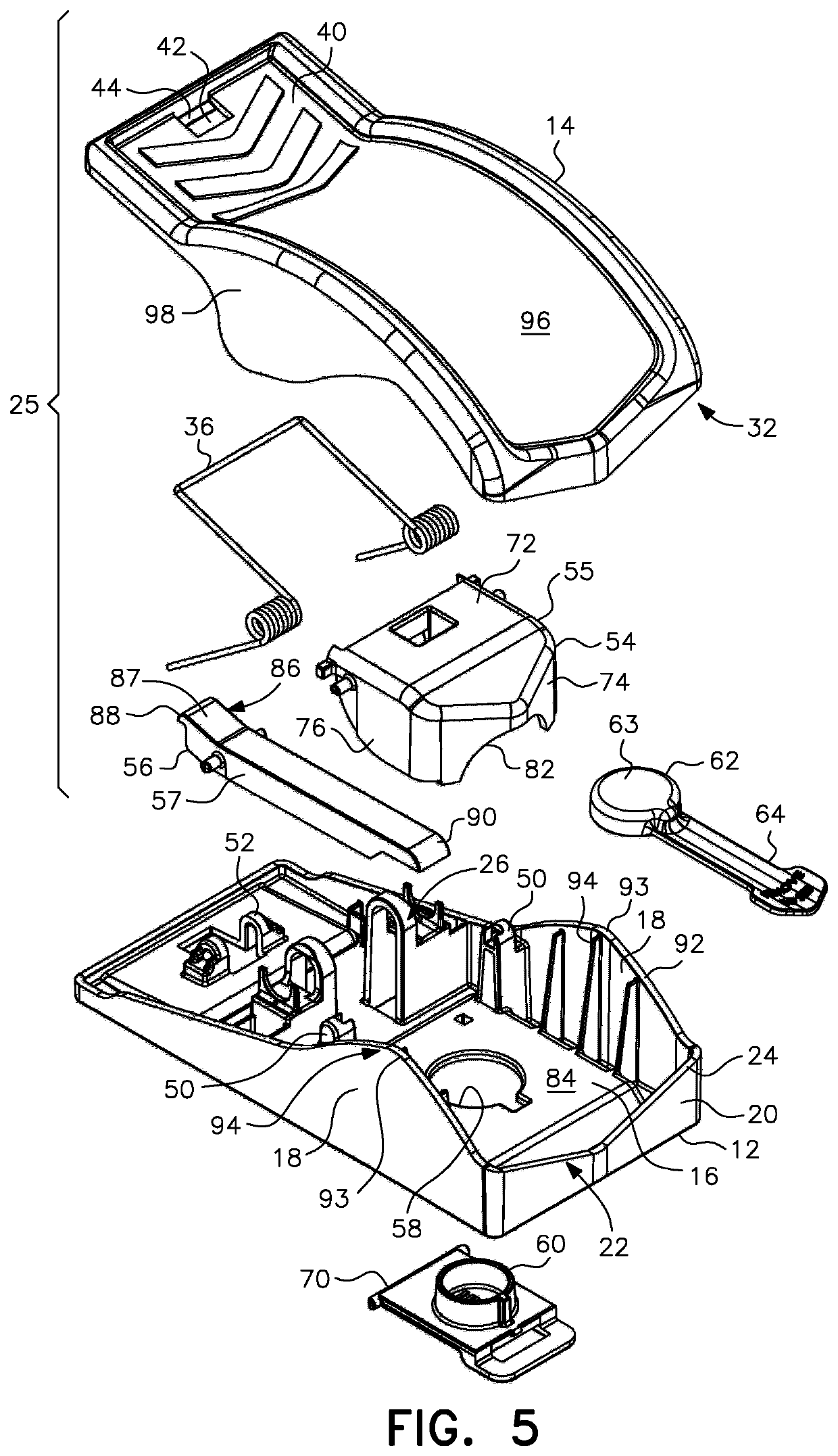 Snap trap with set-prevent interference member and rodent orienting side walls