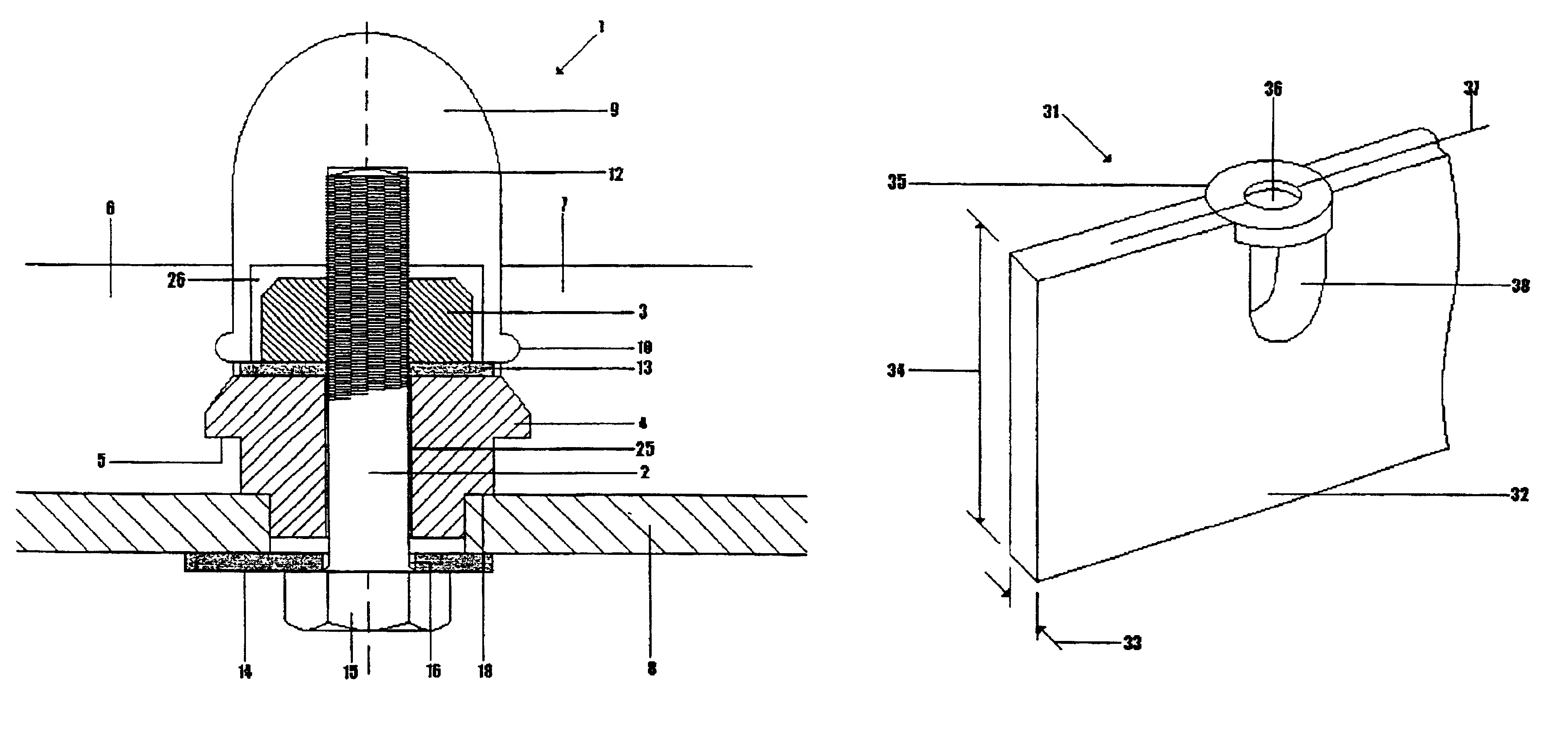 Fastening device for screening panels