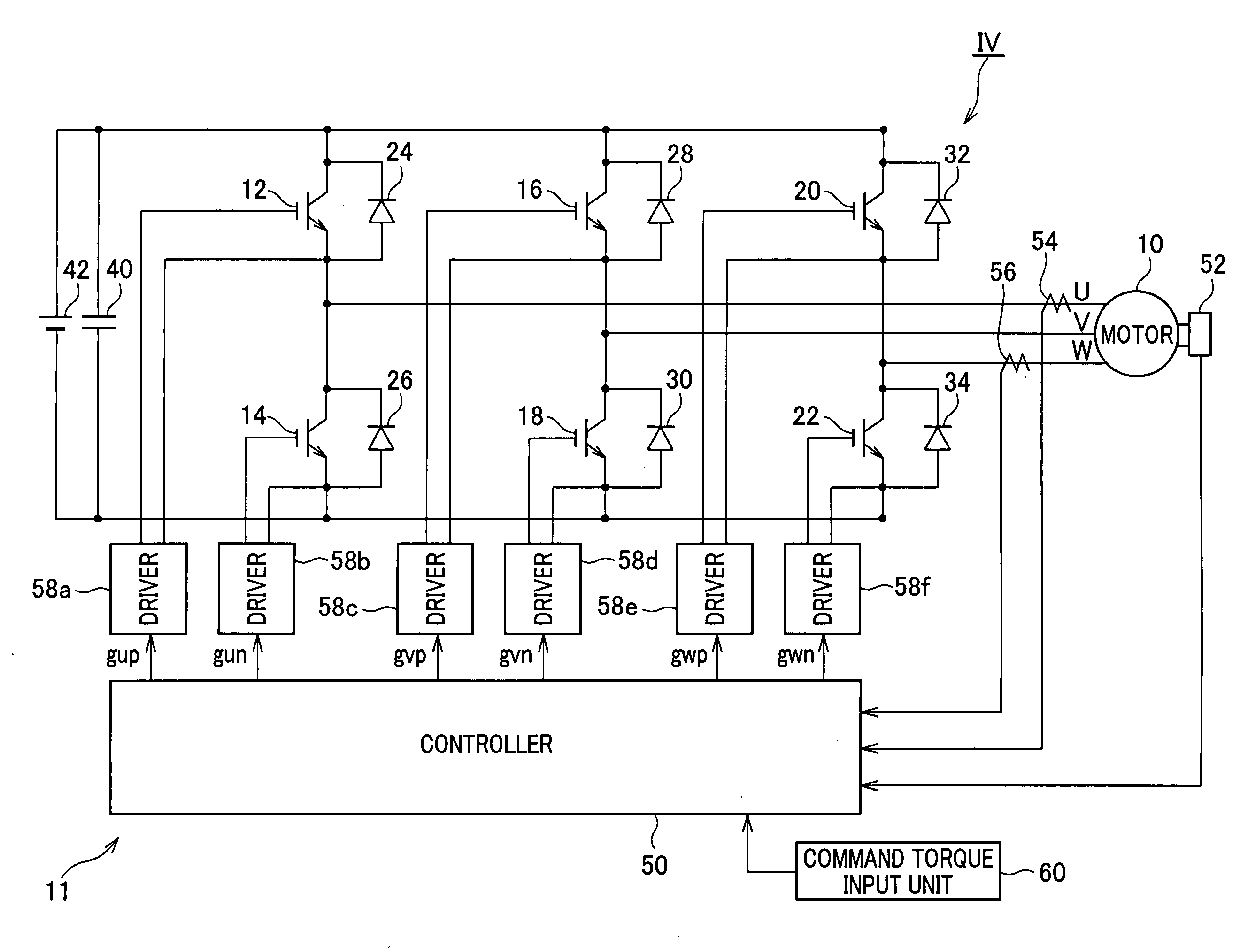 Control system for multiphase rotary machines