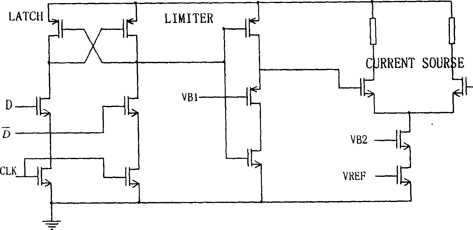 Voltage amplitude limiter for current supply switch in high-speed A/D converter