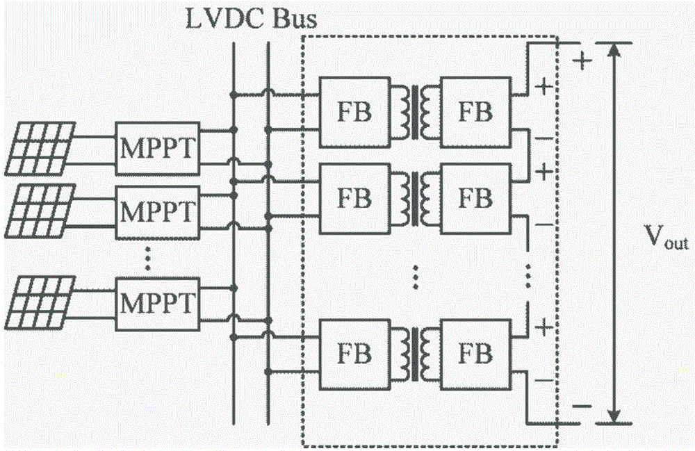 Embedded energy storage type multi-module series-connected photovoltaic DC (direct current) boost converter and application method