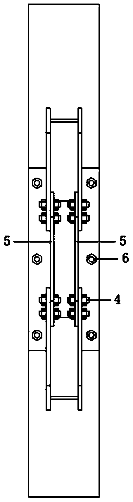 Dual-joint plate square steel pipe column-K-shaped steel supporting connecting joint