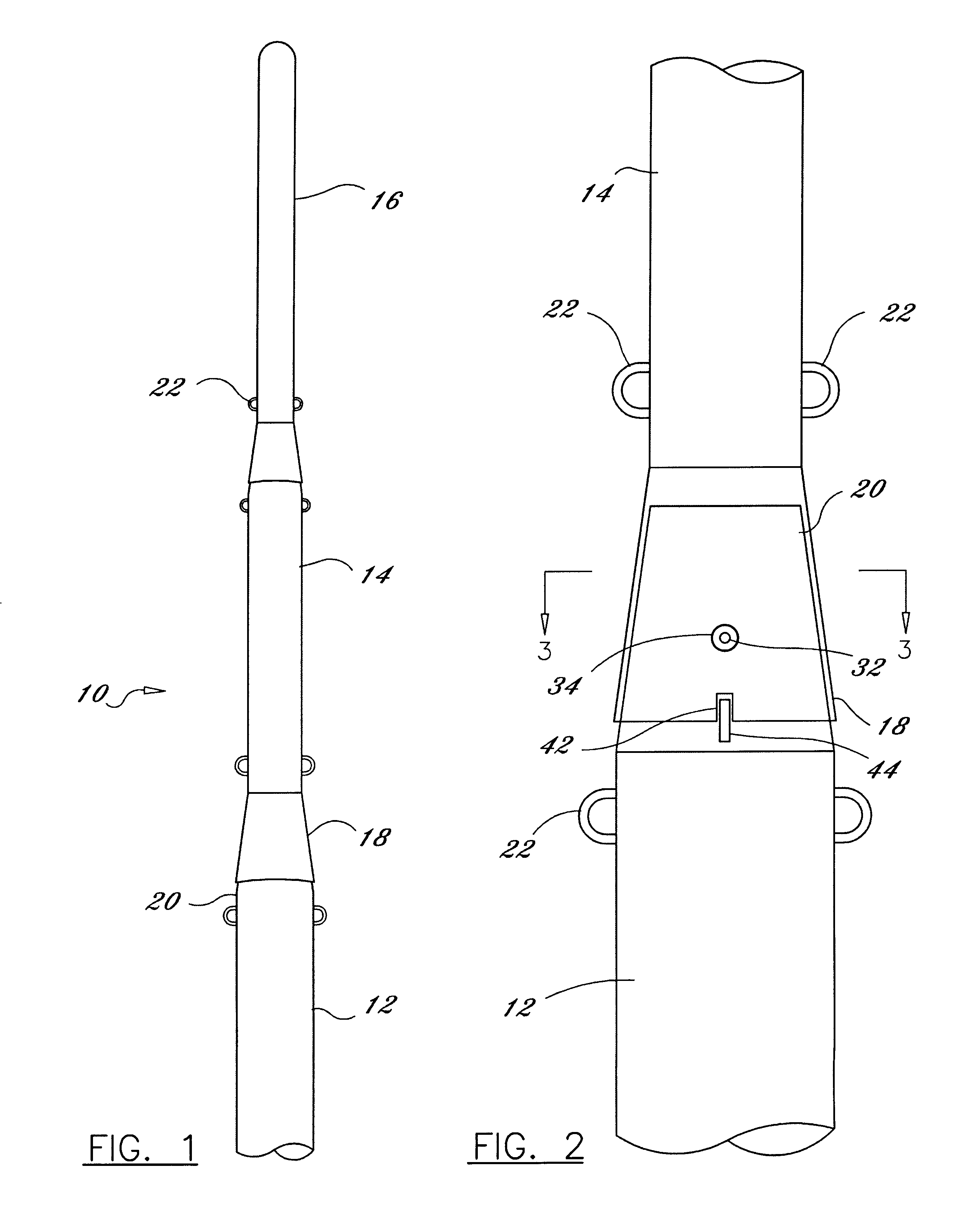 Multi-sectional utility pole having slip-joint conical connections