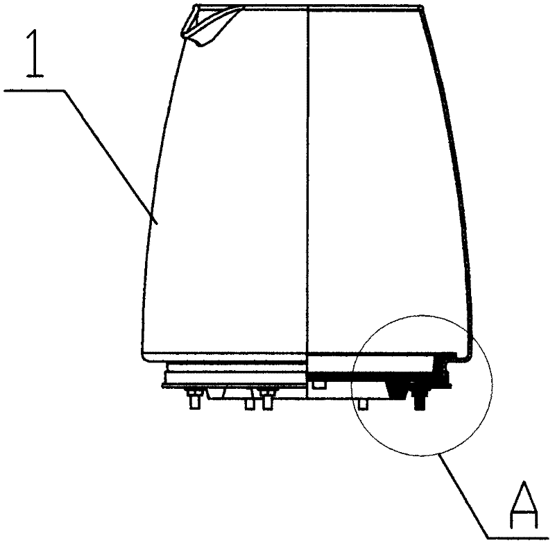 Heating tray component sealing and connecting device for electric kettle