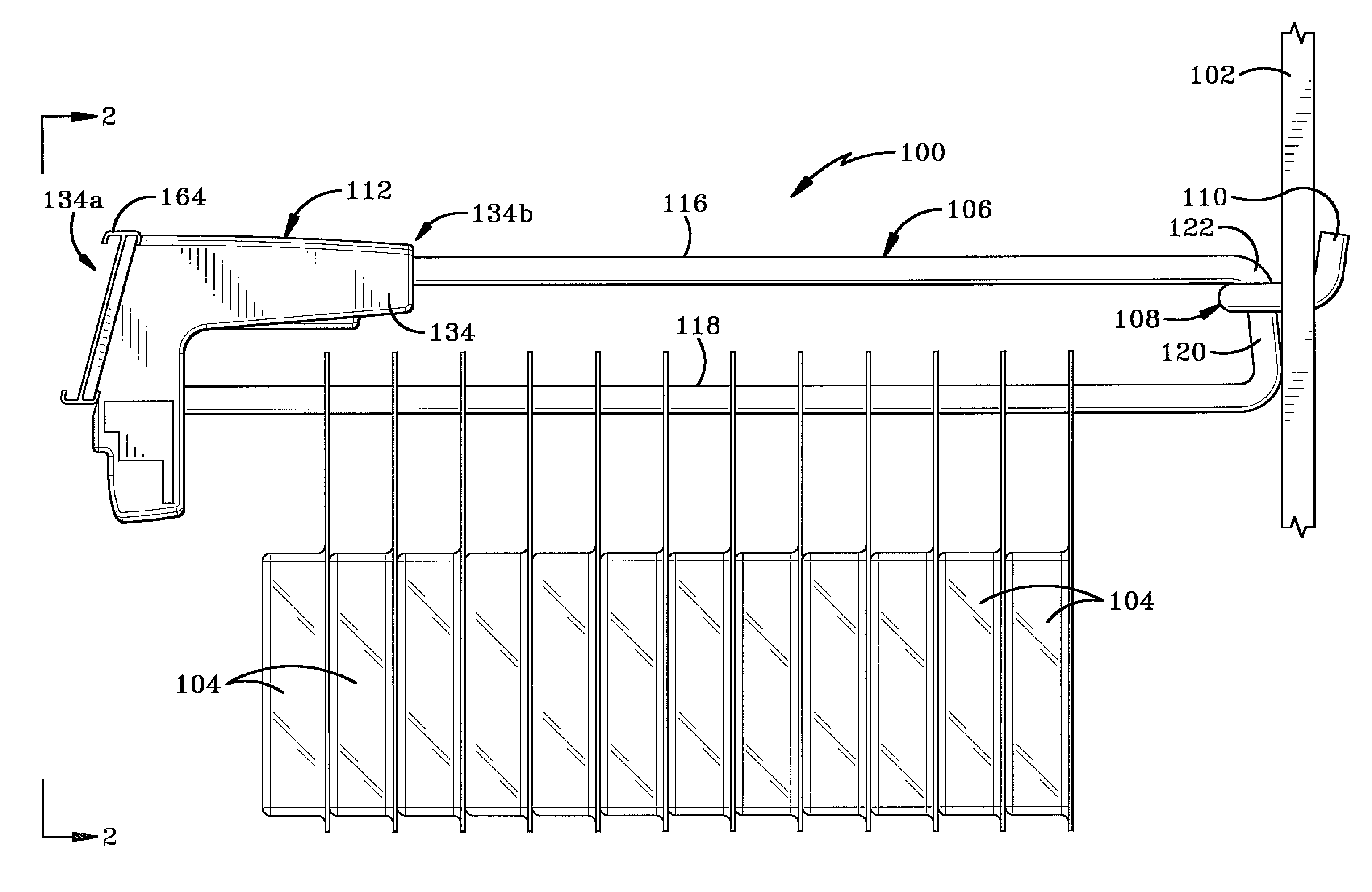 Display hook assembly having a secure free end
