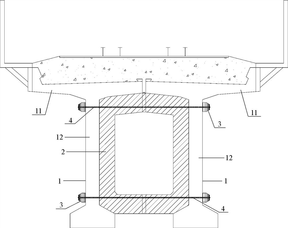 Prestressed tensile reinforcement method for juxtaposed t-beam lateral linkages