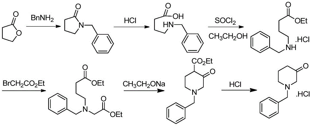 Preparation method for 1-benzyl-3-piperidone hydrochloride