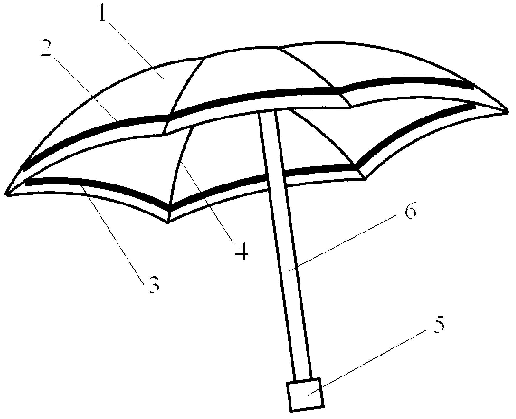 Regular-hexagonal umbrella capable of being bonded freely and used for preventing sunshine and rain