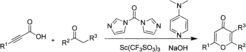 Synthesizing method for gamma-pyrone compound