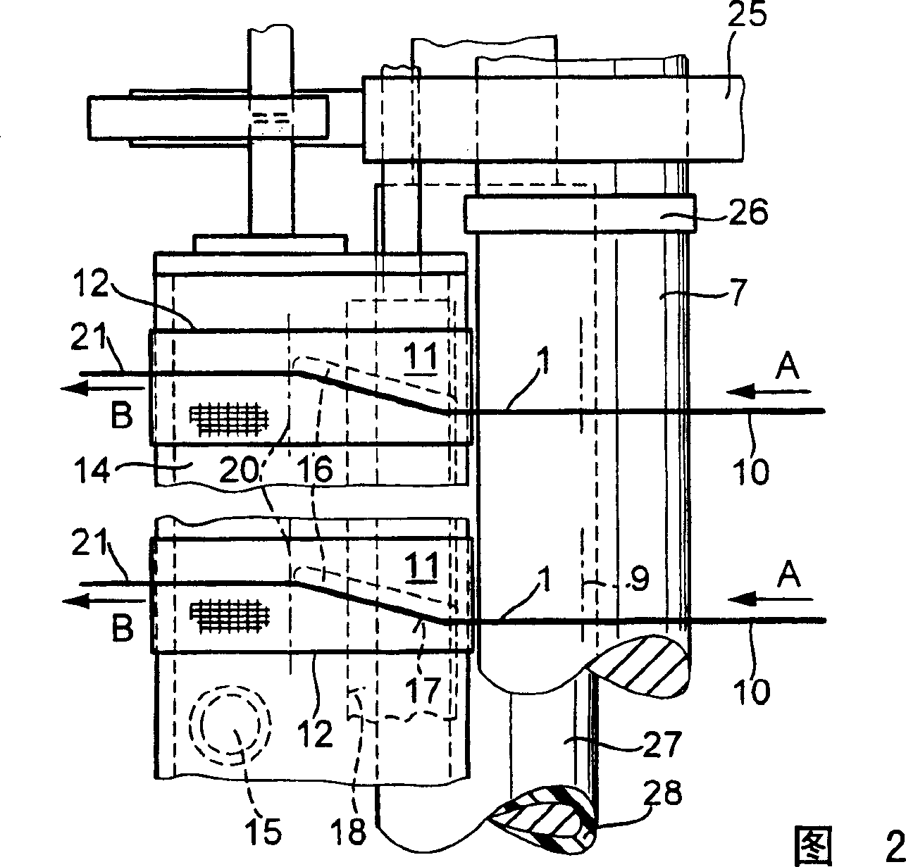 Device on spinning machine for compressing fibre bundle