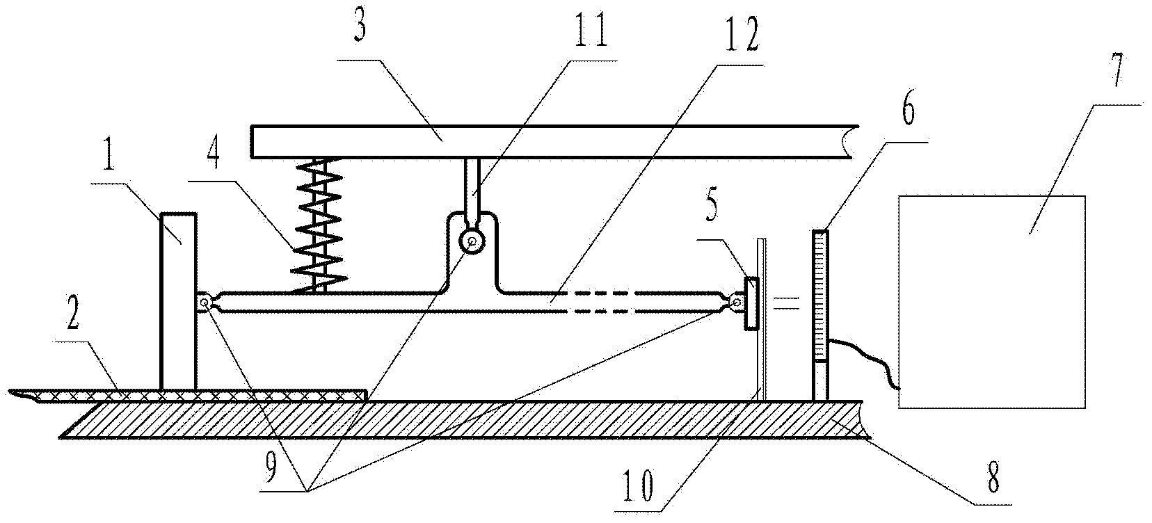 Dynamic testing method of thickness of battery AGM (absorbent glass mat) separator and testing device thereof