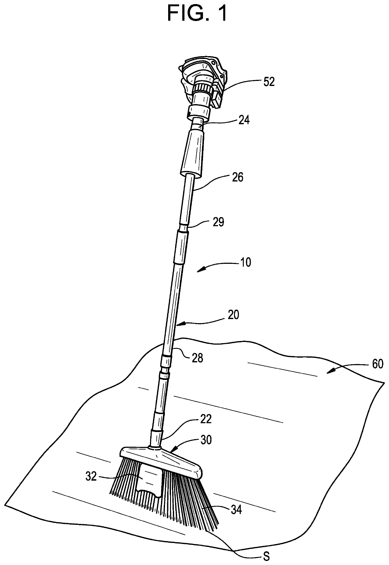 Broom with integrated suction device