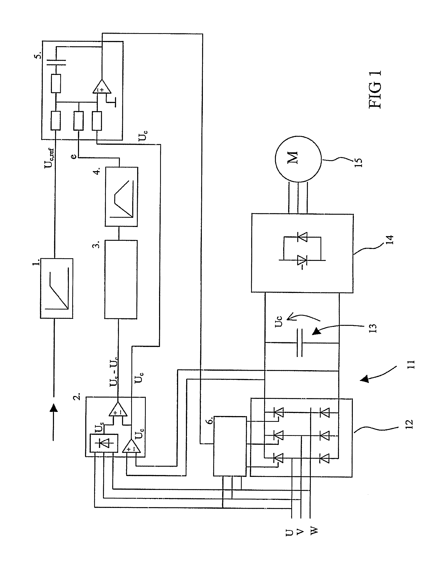 Method and apparatus for stabilizing voltage of intermediate circut of frequency converter