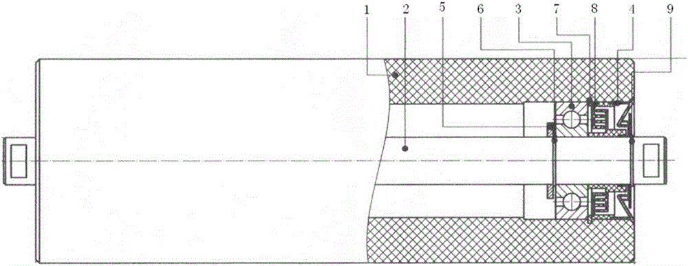 Wear-resistant and anti-corrosion composite idler roller for belt conveyor and preparation method thereof