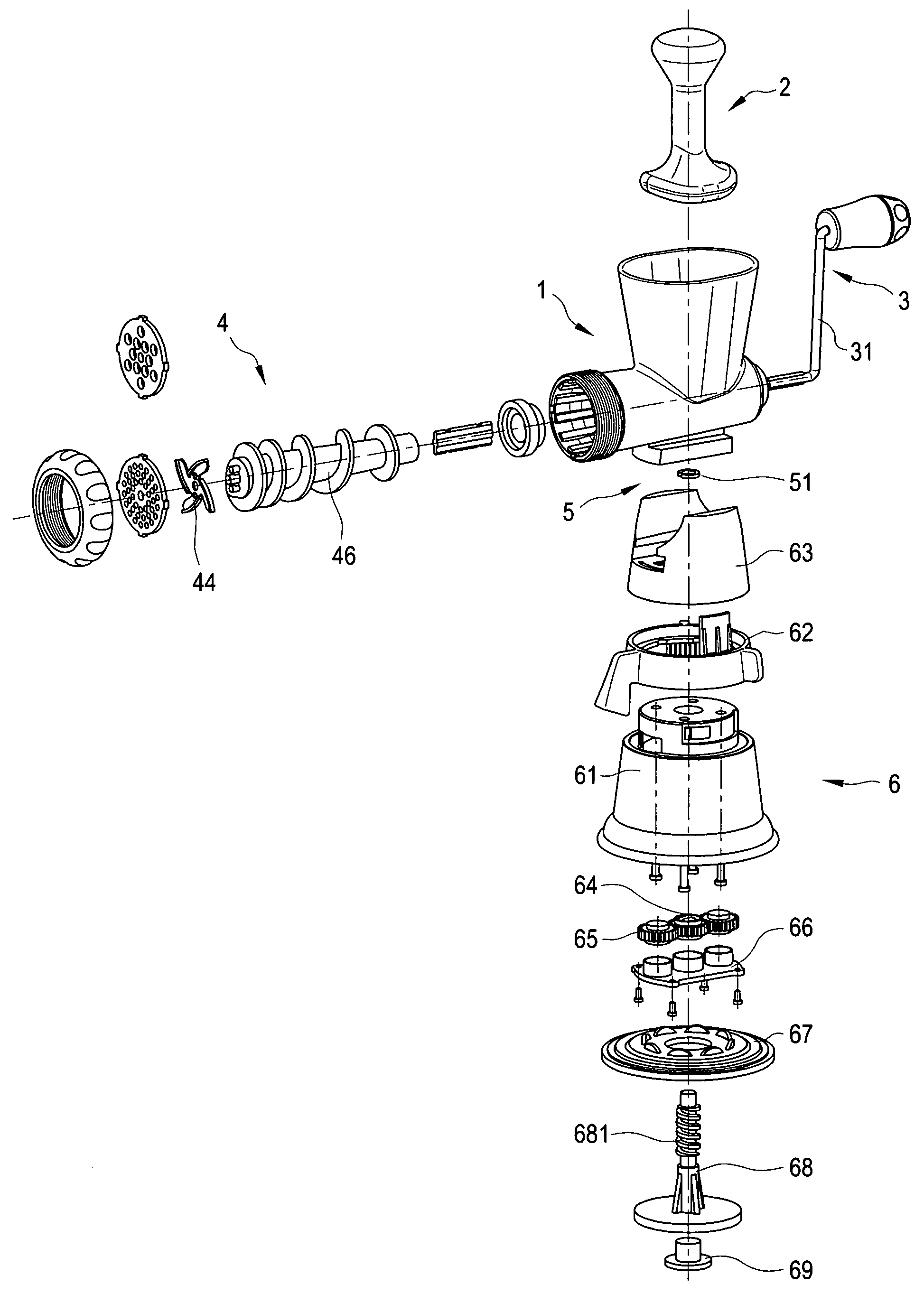 Meat grinder with suction base