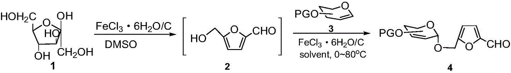 Synthetic method of 5-hydroxymethyl furfural doped 2,3-unsaturated glucoside