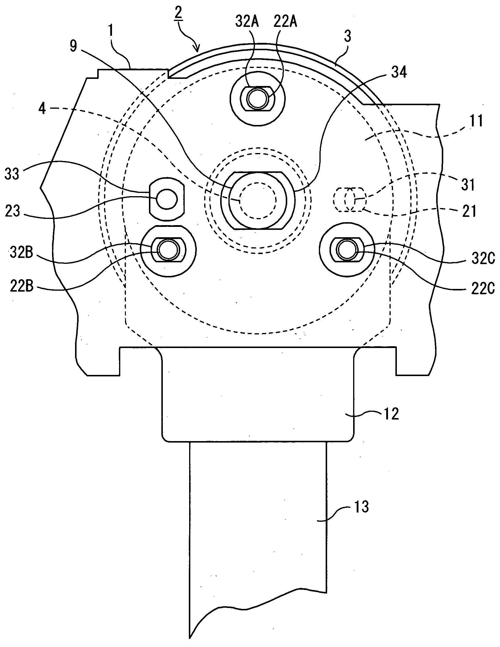 Structure for fixing spindle motor to traverse chassis