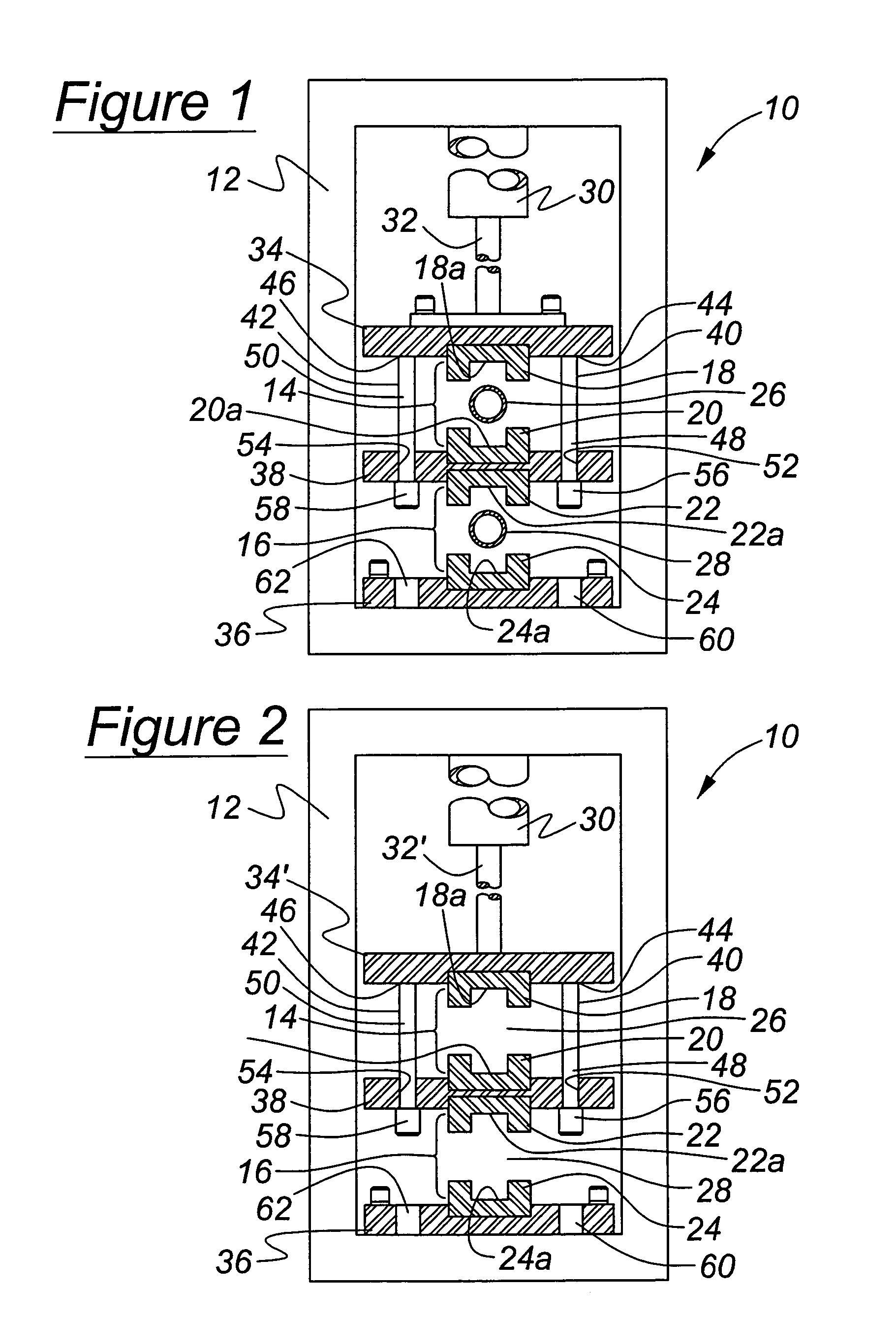 Apparatus and method for opening and closing stacked hydroforming dies