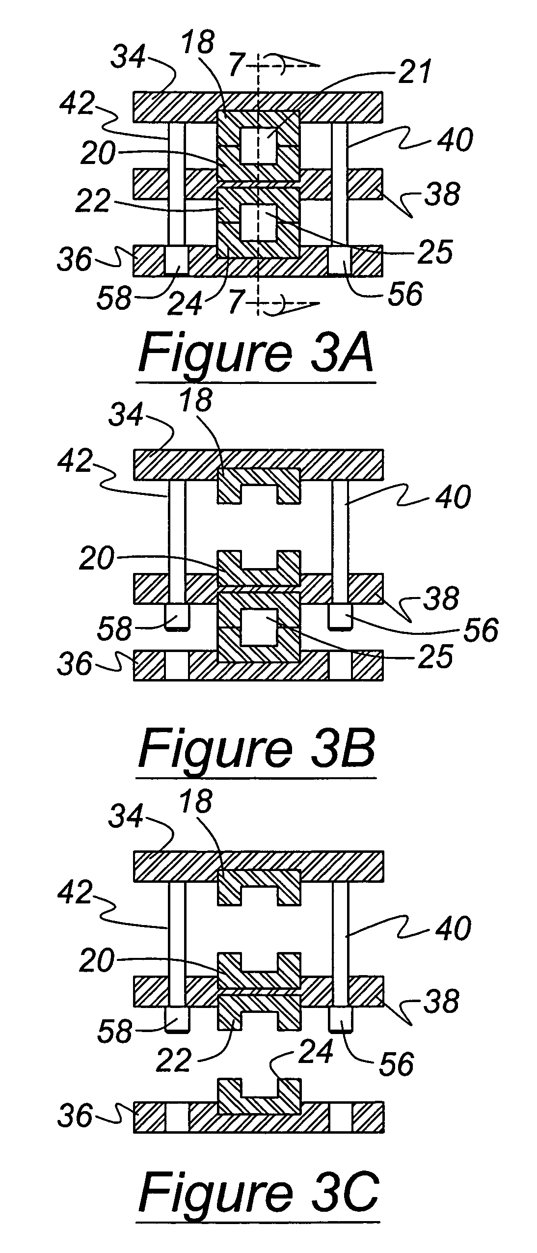 Apparatus and method for opening and closing stacked hydroforming dies