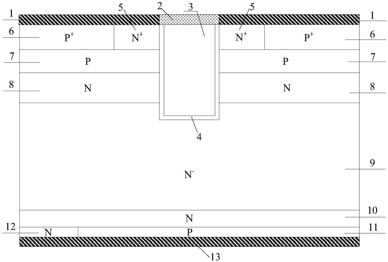 Double split trench gate charge storage type rc-igbt and its manufacturing method