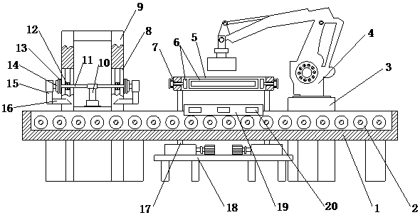 Pallet bearing and containing device for robot palletizer