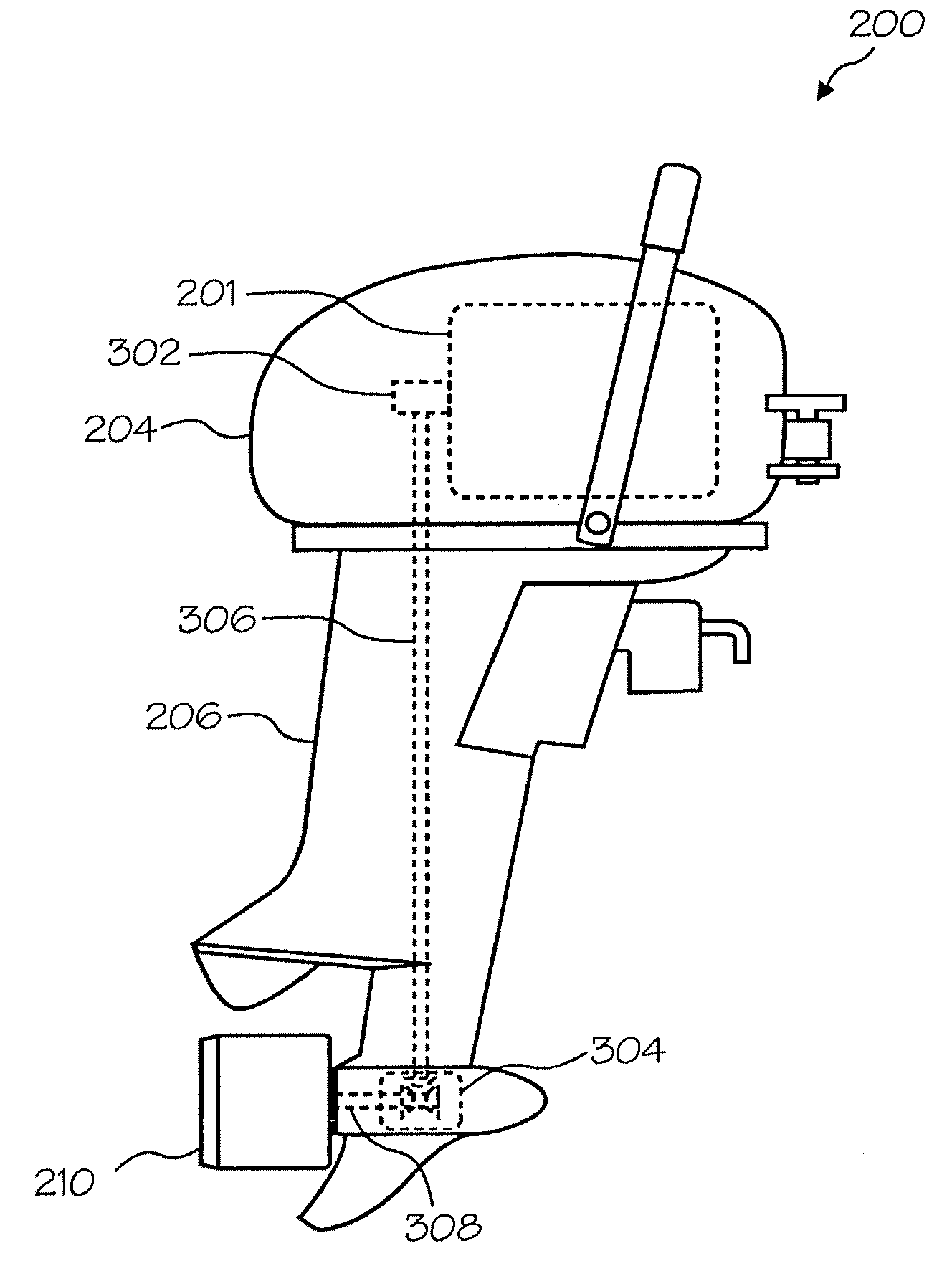 Safe efficient outboard motor assembly