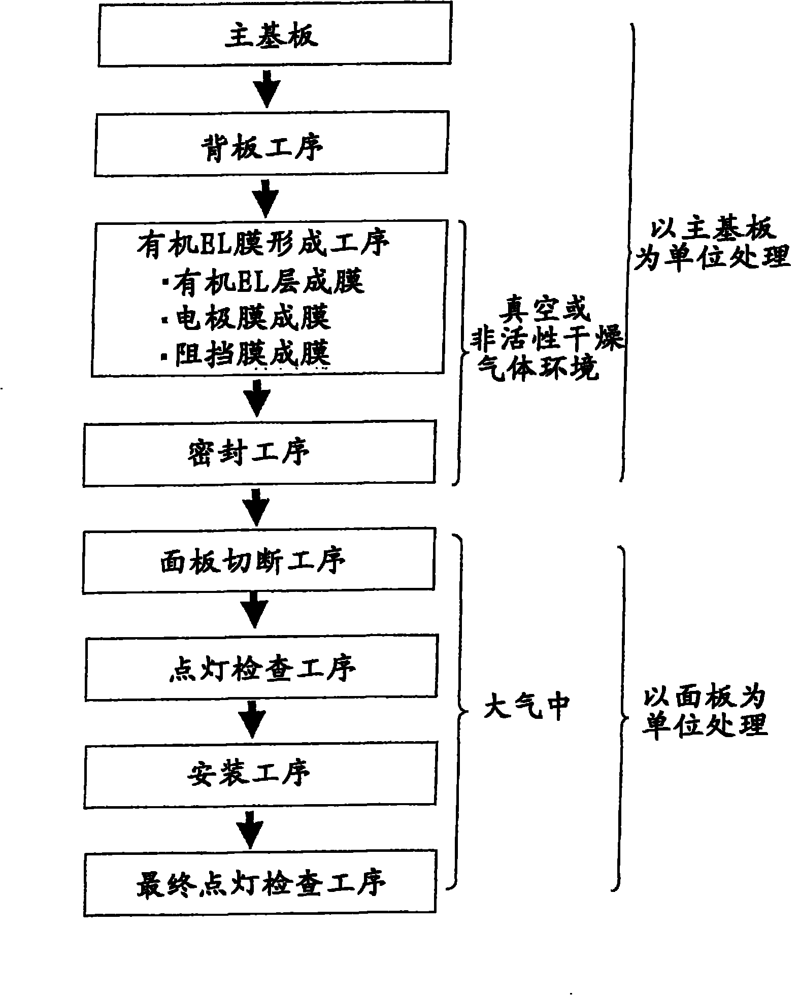 Lighting inspection device of organic EL display substrate and method thereof