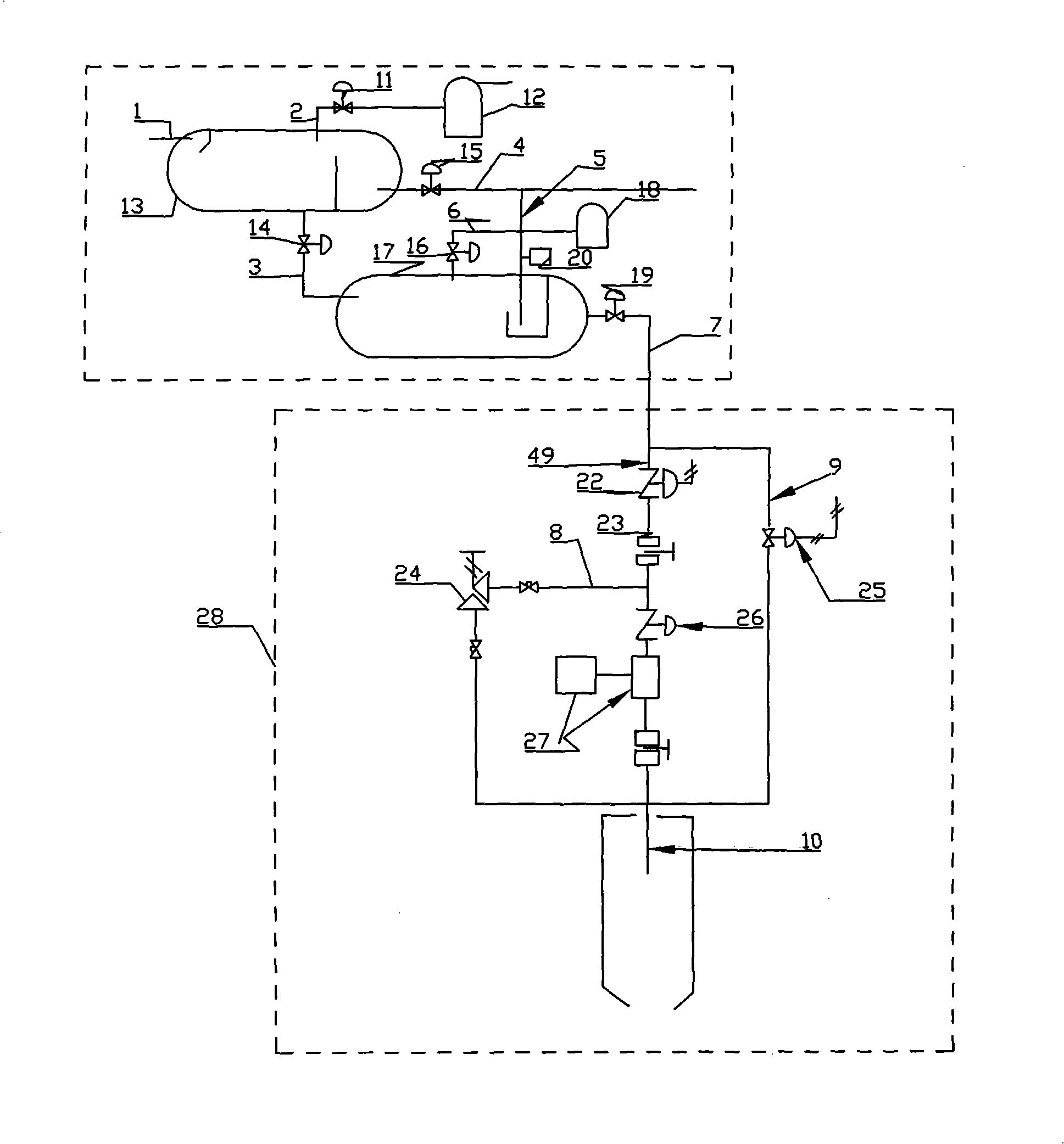 Method and device for utilizing flow separated from oil gas water separator for integral generation