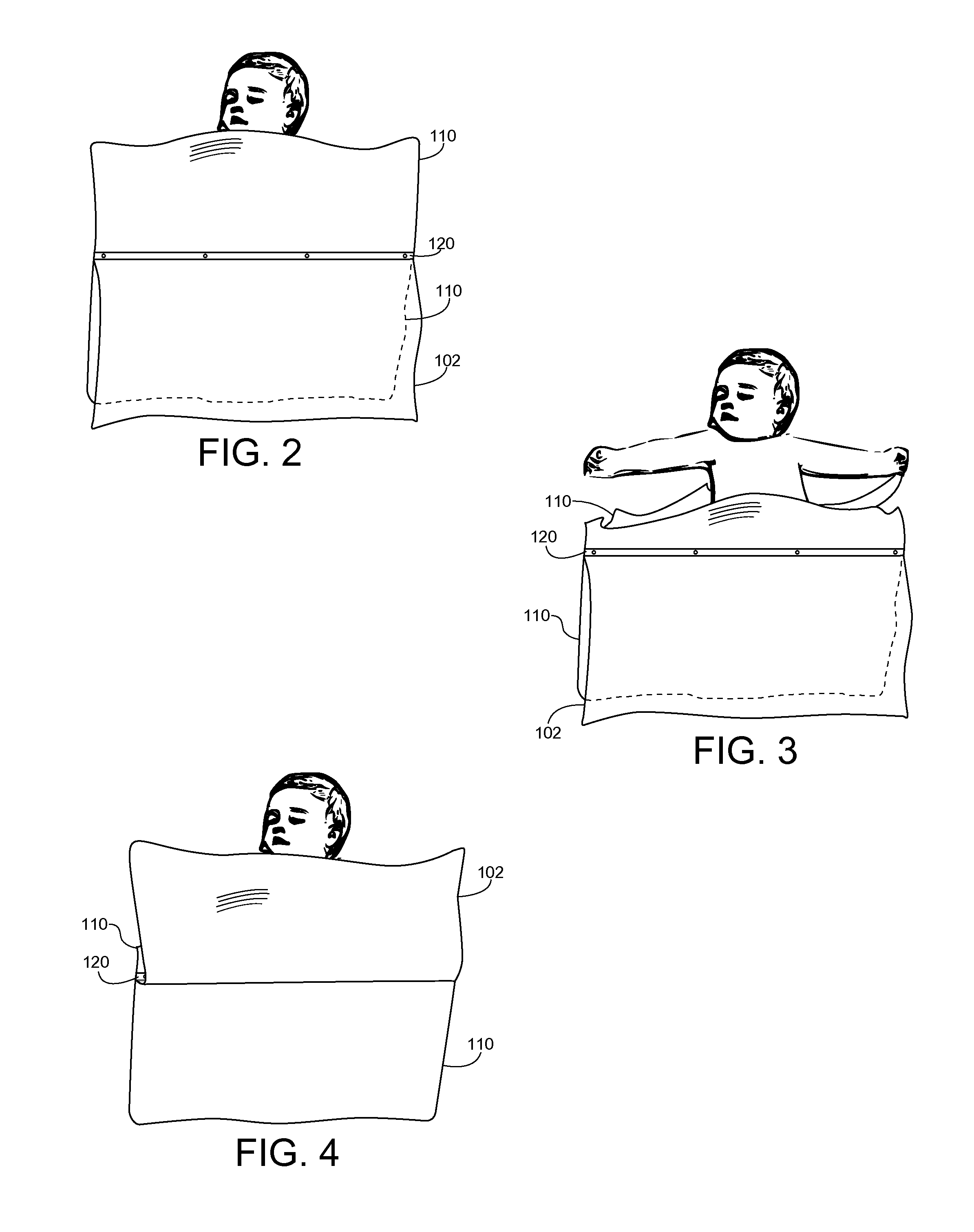 Blanket, sleeping bag and other bedding materials with rotatable second layer for covering exposed portion of user after user has fallen asleep