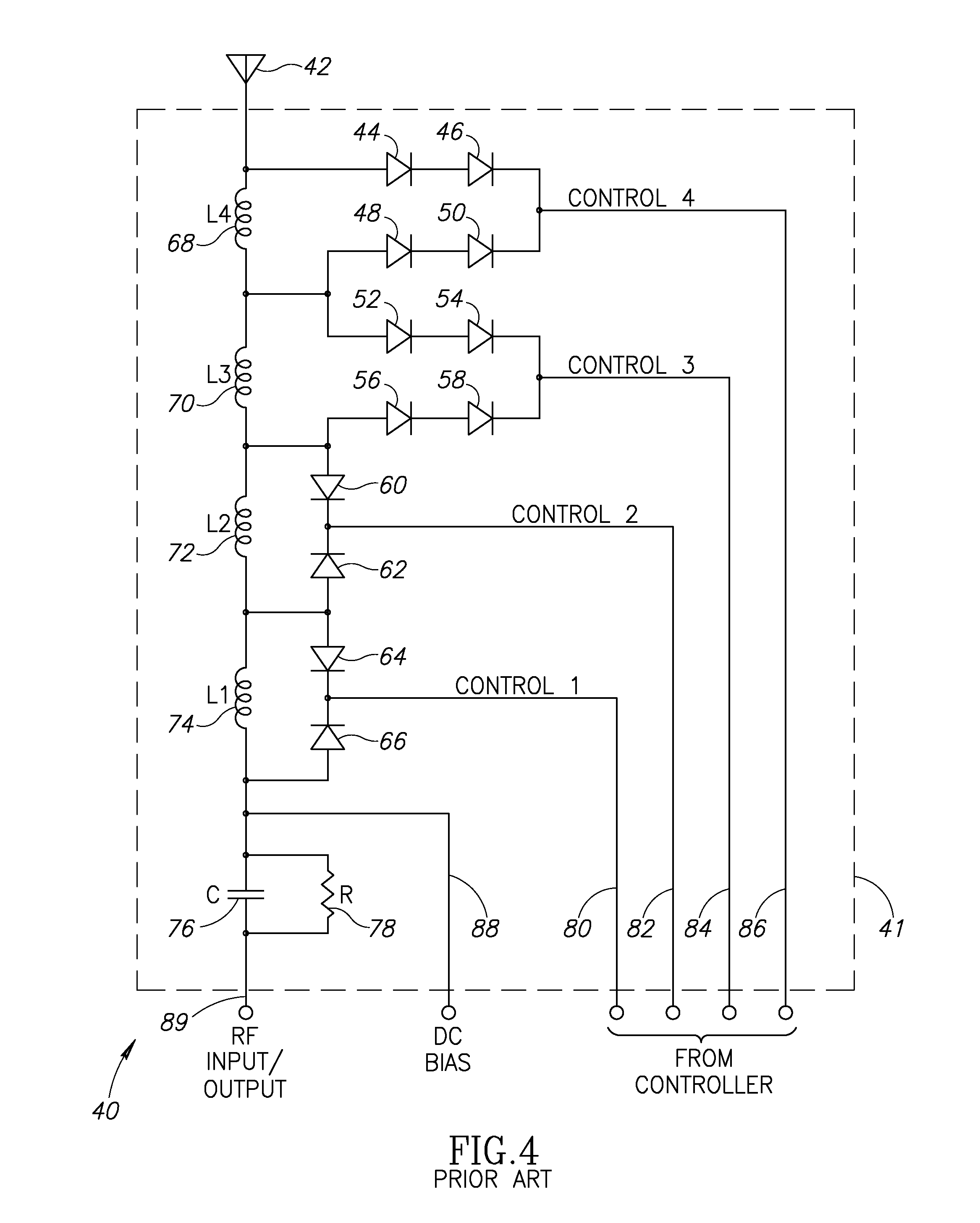 Digitally controlled antenna tuning circuit for radio frequency receivers
