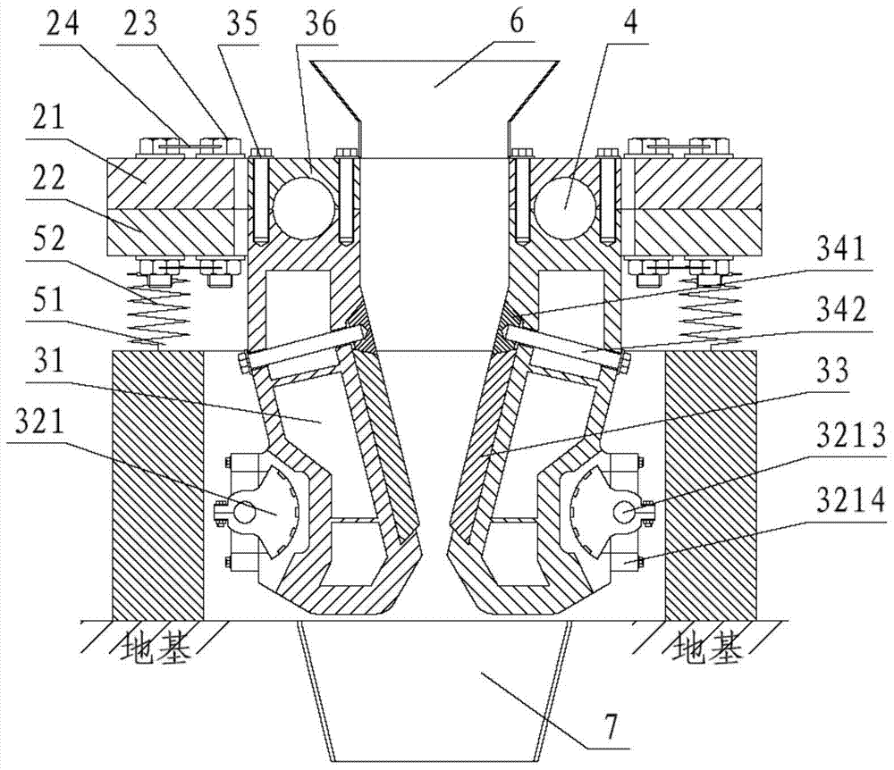 A self-synchronizing crusher with double vibrator vibration