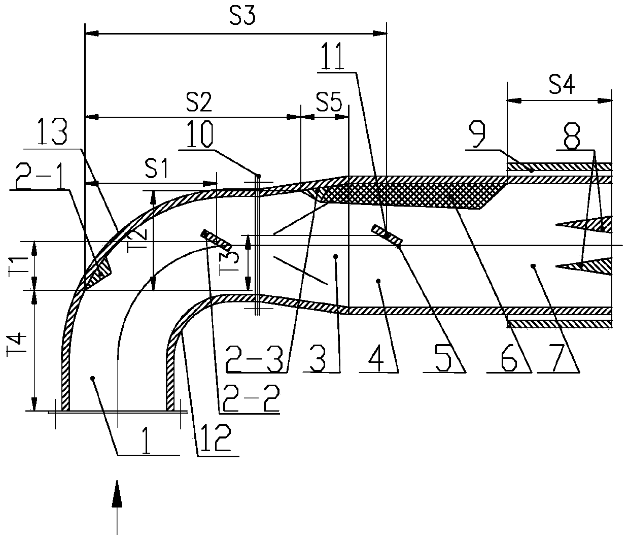 Multi-bluff body air-coal separating pulverized coal combustion device