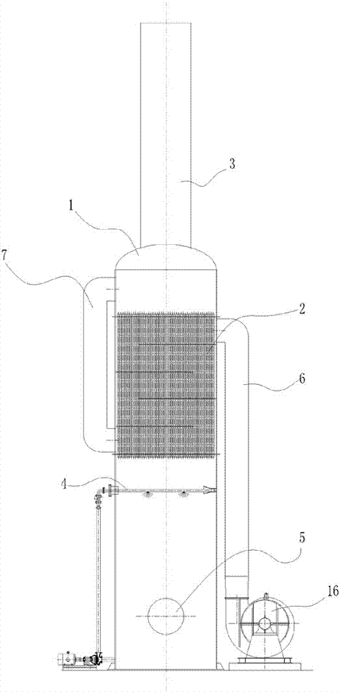 Efficient heat-transfer purifying device for corrosive flue gas and processing method thereof