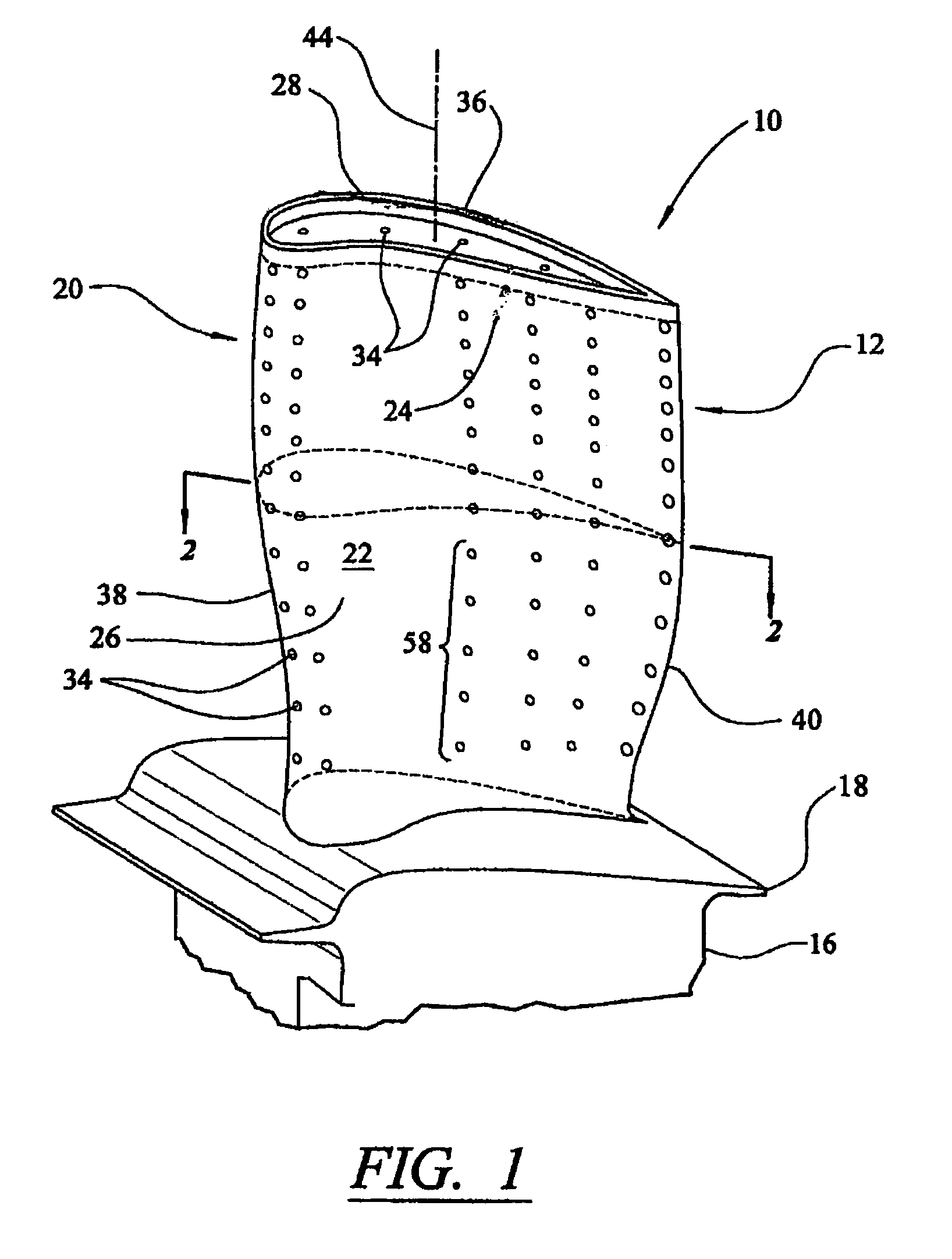 Cooling system for an outer wall of a turbine blade