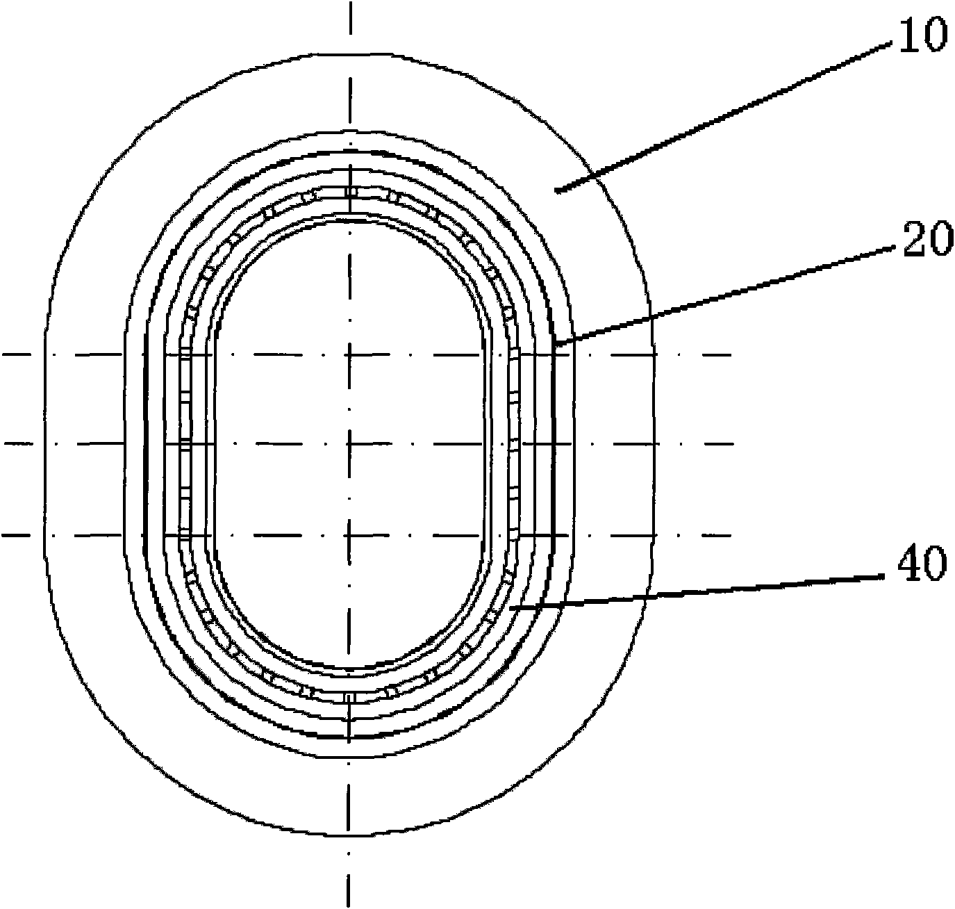 Structure between high-tension coil and low-tension coil in transformer