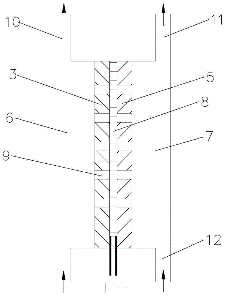 Electrolytic cell device provided with separated cathode and anode chambers and used for preparing ozone water through electrolysis