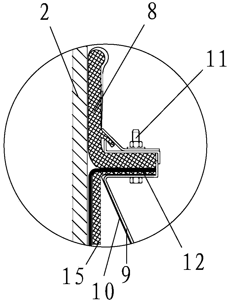 Sealing device between floating disc and tank wall of external floating roof tank and mounting method of sealing device