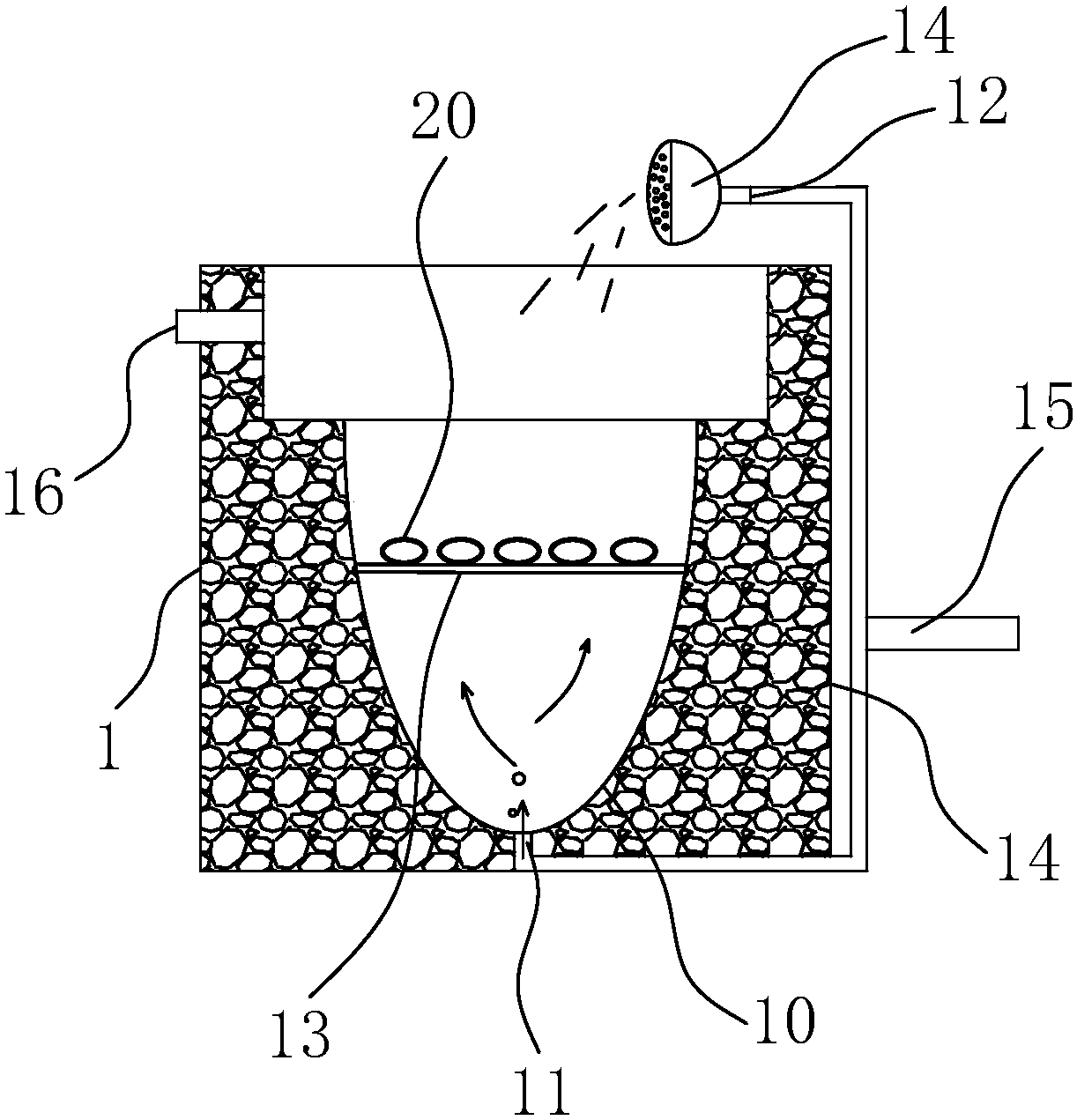 A fish fertilized egg hatching device and hatching method